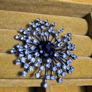 Starburst Black and Silver Brooch